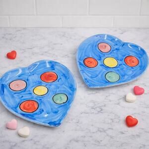 Valentine's Day Heart Plates- set of 2 - Hand Painted - Made in Italy